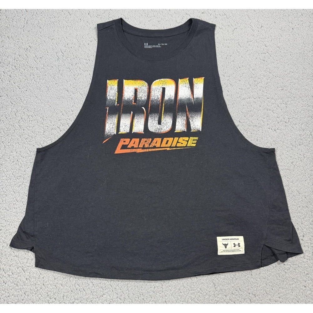 Under Armour Project Rock Tank Top Womens XL Black Sleeveless Iron Paradise Gym